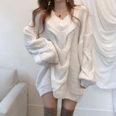 메이첼 여성용 빅 꽈배기 브이넥 루즈핏 니트 스웨터 00354 패션의류/잡화/여성패션 반품 최저가 20,490원