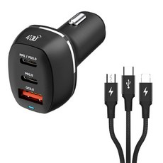 4YOU PPS 초고속 차량용 충전기 48W + 올포유 3in1 고속 충전 케이블 50cm, 혼합색상, BND-G48CCA(충전기) 가전디지털/차량용 디지털 반품 최저가 10,730원