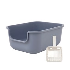 강집사 고양이 중대형 화장실 + 흔들지마 플라스틱 모래삽, 라이트그레이, 1세트 반려동물용품/고양이 용품 반품 최저가 30,170원