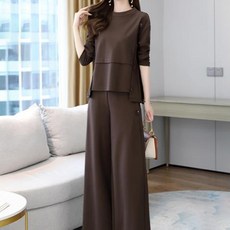 아뗄릭 라운드 루즈 블라우스 와이드 밴딩팬츠 투피스 세트 00449 패션의류/잡화/여성패션 반품 최저가 8,770원