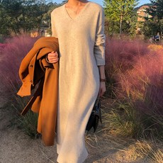페이퍼먼츠 브이넥 모던 심플 데일리 롱 니트 원피스 01370 패션의류/잡화/여성패션 반품 최저가 8,090원