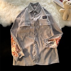 보헤미안 만다린 패치 코듀로이 캐주얼 셔츠 패션의류/잡화/남녀 공용 의류 반품 최저가 8,550원