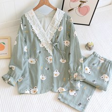 끈 곰돌이 패턴 파자마 세트 패션의류/잡화/속옷/잠옷 반품 최저가 26,230원