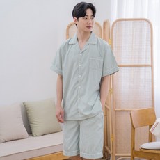 에이원 남성용 체크 반팔 상의 + 5부 하의 잠옷 세트 패션의류/잡화/속옷/잠옷 반품 최저가 11,800원