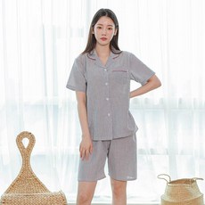 핑크존 여성용 코튼 레보싱 카라 반팔 잠옷 상하 세트 패션의류/잡화/속옷/잠옷 반품 최저가 5,570원