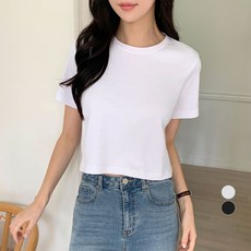 아피나르 여성용 고밀도 순면 반팔 세미크롭 티셔츠 패션의류/잡화/여성패션 반품 최저가 4,540원