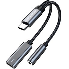 바라보고 USB C타입 이어폰 PD 60W 고속 충전 듀얼 젠더 3.5mm TA2B, 13cm, 그레이, 1개 가전디지털/휴대폰 액세서리 반품 최저가 15,740원