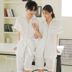 파란 커플용 통기성 밀크 순면 썸머 상하의 잠옷 세트 패션의류/잡화/속옷/잠옷 반품 최저가 11,330원