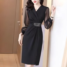 아뗄릭 스팽글 허리 셔링 시스루 소매 원피스 01166 패션의류/잡화/여성패션 반품 최저가 21,900원