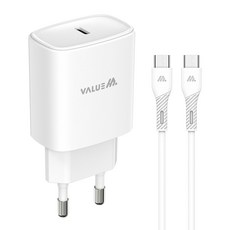밸류엠 Gan 20W PD3.0 고속 충전기 + C to C 25W 케이블, 화이트, 1세트 가전디지털/휴대폰 액세서리 반품 최저가 5,100원