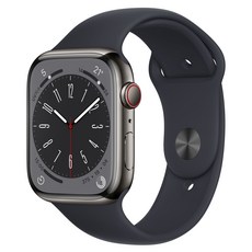 Apple 애플워치 8 GPS+Cellular, 45mm, 스테인리스 스틸, 그래파이트 / 미드나이트 스포츠 밴드 가전디지털/스마트워치/밴드 반품 최저가 646,360원