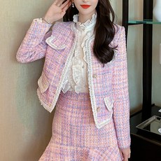 비비에모 트위드 페이크 포켓 자켓 세미 머메이드 미니 스커트 투피스 세트 01889 패션의류/잡화/여성패션 반품 최저가 70,500원