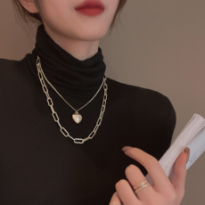 론조모니 더블체인 하트 여성 목걸이 패션의류/잡화/여성패션 반품 최저가 47,820원