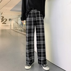 Yunyan 2컬러 일자 와이드 스퀘어 타탄 체크 바지 남녀공용 커플 패션의류/잡화/여성패션 반품 최저가 11,010원