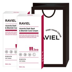 RAVIEL 아세로라 잡티 앤 기미 크림 50ml x 4p + 쇼핑백 세트, 1세트 뷰티/선물세트/키트 반품 최저가 30,800원