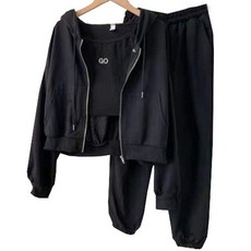 여성용 구디프 기본 무채색 라이트 빅사이즈 트레이닝 후드집업 상의 + 하의 + 나시 3종 세트 패션의류/잡화/여성패션 반품 최저가 16,380원