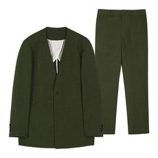 듀아크 남성용 여름용 포멀 린넨 노카라 정장 세트 패션의류/잡화/남성패션 반품 최저가 73,220원