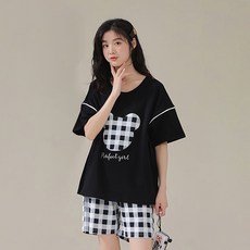 에이원 커플용 체크 블랙 반팔 잠옷 상하세트 패션의류/잡화/속옷/잠옷 반품 최저가 2,180원