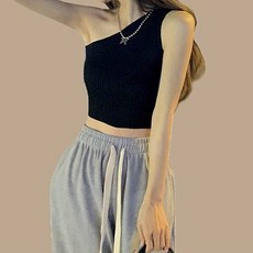 구디프 여성용 언발란스 쫀쫀 무채색 크롭 슬리브리스 니트 나시 패션의류/잡화/여성패션 반품 최저가 7,900원