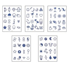 러비쉬 스티커 귀여운 반영구 헤나 판박이 대용량 타투 5종 세트 키치, 혼합색상, 1세트 뷰티/메이크업 반품 최저가 3,450원