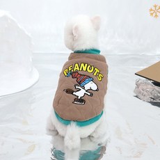 피너츠 강아지 웨이브 양면 베스트, 브라운, 1개 반려동물용품/고양이 용품 반품 최저가 16,110원