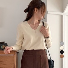 아피나르 여성용 릴렉스핏 소프트터치 브이넥 데일리 니트 스웨터 패션의류/잡화/여성패션 반품 최저가 10,930원