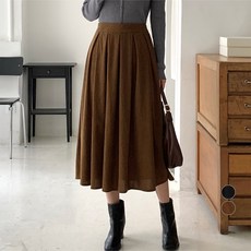 아피나르 여성용 코듀로이 핀턱 플리츠 밴딩 롱 스커트 패션의류/잡화/여성패션 반품 최저가 13,900원