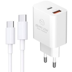 디지지 PD 25W PPS 2포트 초고속 충전기 + C타입 to C타입 고속 케이블 2m 세트, 화이트, 1세트 가전디지털/휴대폰 액세서리 반품 최저가 4,950원
