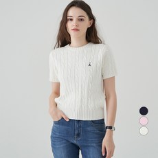 ELLE PARIS 여성용 시그니처 로고 자수 케이블 반팔 니트 패션의류/잡화/여성패션 반품 최저가 15,210원