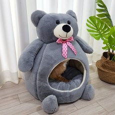 펫카 고양이 곰돌이 숨숨집 하우스, 그레이, 1개 반려동물용품/고양이 용품 반품 최저가 18,360원