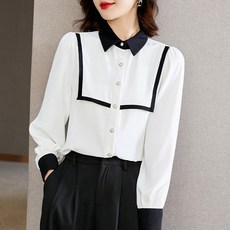 루나걸 니즈 배색 블라우스 L24SPBL010214 패션의류/잡화/여성패션 반품 최저가 8,930원