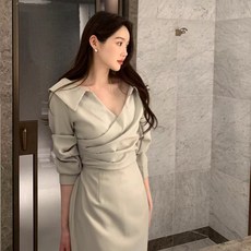 피어니스트 카라넥 셔링 랩 롱 원피스 패션의류/잡화/여성패션 반품 최저가 24,700원