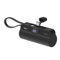 SKY 필 X13 LED 도킹형 일체형 C타입 빌트인 C타입 케이블 스탠드 휴대용 미니 보조배터리, SKY-X13LCC(C타입), 블랙 가전디지털/1인방송 전문관 반품 최저가 9,990원