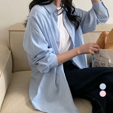 아피나르 여성용 루즈핏 스트라이프 긴팔 셔츠 패션의류/잡화/여성패션 반품 최저가 7,910원