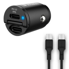 버바팀 듀얼 C타입 PD 3.0 30W PPS 초미니 초고속 차량용 시거잭 충전기 + C to C 케이블 세트, 66524, 블랙 가전디지털/차량용 디지털 반품 최저가 14,690원