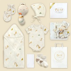 ikii 오가닉 신생아 반소매 바디슈트 출산 용품 7종 + 선물포장 + 쇼핑백 세트 패션의류/잡화/유아동패션 반품 최저가 33,370원