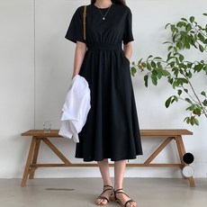 아피나르 여성용 허리 밴딩 반팔 롱원피스 패션의류/잡화/여성패션 반품 최저가 7,150원