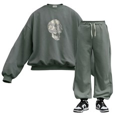 이지스튜디오 W 스트롱코튼 그런지 스켈 벌룬핏 맨투맨 + 조거 팬츠 트레이닝 세트 패션의류/잡화/남녀 공용 의류 반품 최저가 17,560원