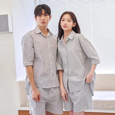 도씨 커플용 냉감 슬로우 반팔 셔츠 잠옷 세트 D-1602 패션의류/잡화/속옷/잠옷 반품 최저가 18,230원