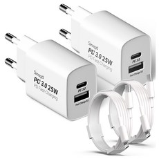 서가 C타입 초고속 충전기 25W PD3.0 PPS 2포트 멀티 + PD C to 라이트닝 8핀 케이블 1m 세트, 화이트, 2개 가전디지털/휴대폰 액세서리 반품 최저가 12,930원