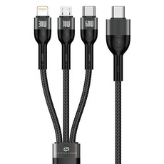 크리스탈클라우드 PD 60W C타입-3in1 멀티 고속충전 케이블, 1.2m, 블랙, 1개 가전디지털/휴대폰 액세서리 반품 최저가 10,160원