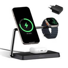 루메나 Qi2 3in1 맥세이프 15W 무선충전기 STATION PRO, 차콜블랙, 1개 가전디지털/휴대폰 액세서리 반품 최저가 54,000원