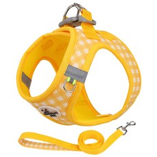 파스텔펫 반려동물 메쉬 체크 하네스 + 리드줄 세트, 옐로우, 1세트 반려동물용품/펫티켓 산책용품 반품 최저가 4,740원