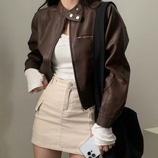 비비에모 여성용 차이나 카라 가슴 지퍼 포켓 디자인 레더 자켓 07327 패션의류/잡화/여성패션 반품 최저가 31,120원