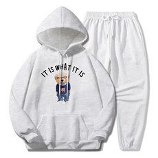 일루소 남녀공용 소프트 특양면 왓이즈베어 후드티 밑밴딩 조거 트레이닝복 상하의 세트 패션의류/잡화/남성패션 반품 최저가 43,800원