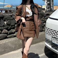 비비에모 레이스 탑 레더 오버핏 자켓 미니 스커트 쓰리피스 세트 08797 패션의류/잡화/여성패션 반품 최저가 20,610원
