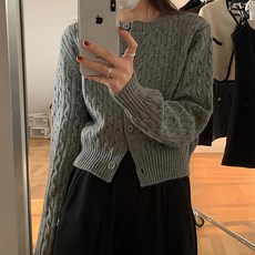 레몬소울 여성용 곤이 꽈배기 라운드 니트 가디건 패션의류/잡화/여성패션 반품 최저가 11,320원