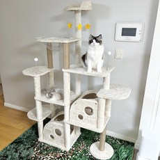 펫카 고양이 미끄럼 방지 스크래쳐 캣타워 대형 133.6 x 49.7 x 171.8 cm PTWT-08, 혼합색상, 1개 반려동물용품/고양이 용품 반품 최저가 85,500원