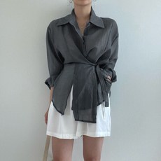 비비에모 여성용 카라넥 시스루 브레스티드 랩 셔츠 10042 패션의류/잡화/여성패션 반품 최저가 11,360원