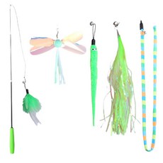 펫츠몬 고양이 플라잉 낚싯대 3단 6종 세트, 그린 + 손잡이 랜덤 발송, 1세트 반려동물용품/고양이 용품 반품 최저가 4,640원